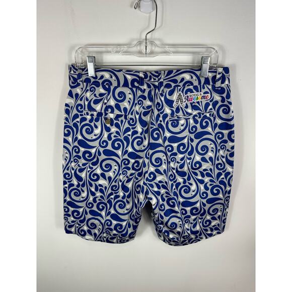 NWT Royal & Awesome Club Swirl Paisley Print Golf Shorts Blue Grey Size 32 - Picture 2 of 12